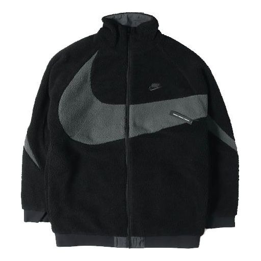 Nike Zipper Stand Collar polar fleece Large Logo Reversible Casual