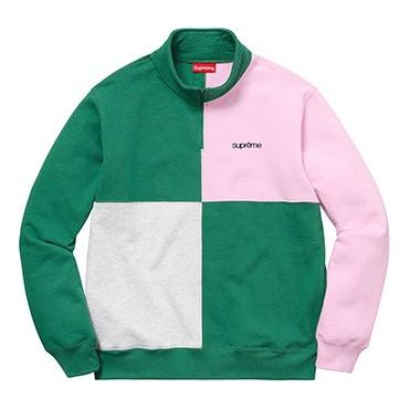 Supreme SS18 Color Blocked Half Zip Sweatshirt Light Pine SUP-SS18