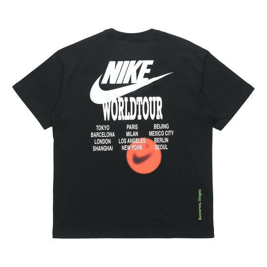 Nike Sportswear Around the world Subject Embroidered Logo ribbed Round Neck Short Sleeve Black DR1210-010