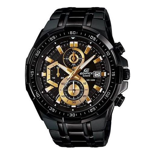 CASIO Waterproof EDIFICE Mens Black/Gold Analog EFR-539BK-1A