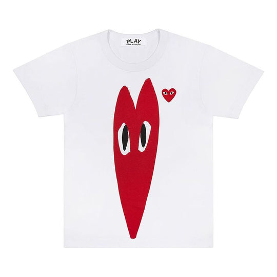 COMME des GARCONS PLAY Long Heart Printing Short Sleeve 'White Red'  AZ-T224-051-1