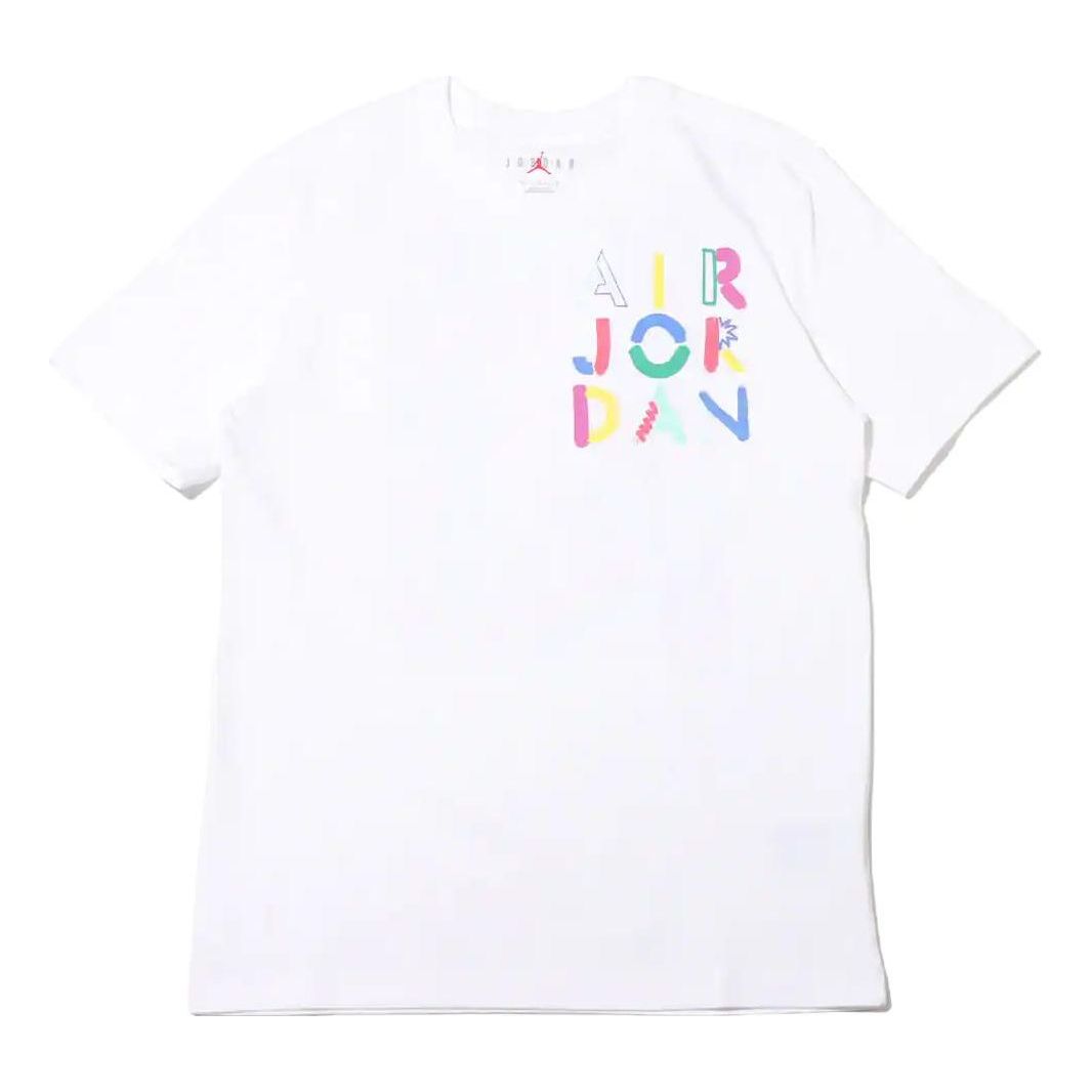 Air Jordan Brand Multi-Color Logo Printing Round Neck Short Sleeve Whi ...