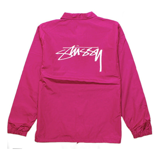 Stussy Back logo Printing Coach Jacket Unisex Rose Red 115394-PINK