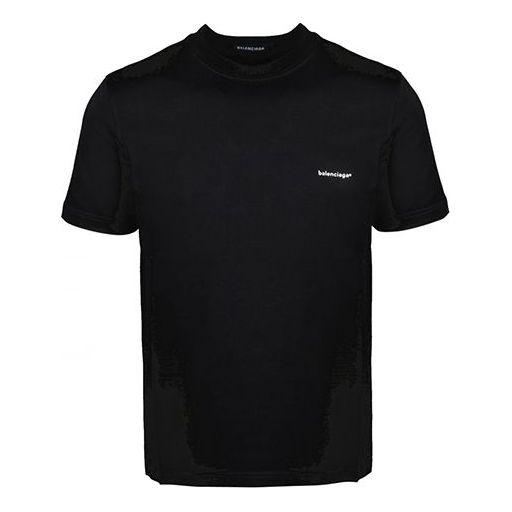 Balenciaga Basic Small Logo Round Neck Short Sleeve Unisex Black 55615 ...