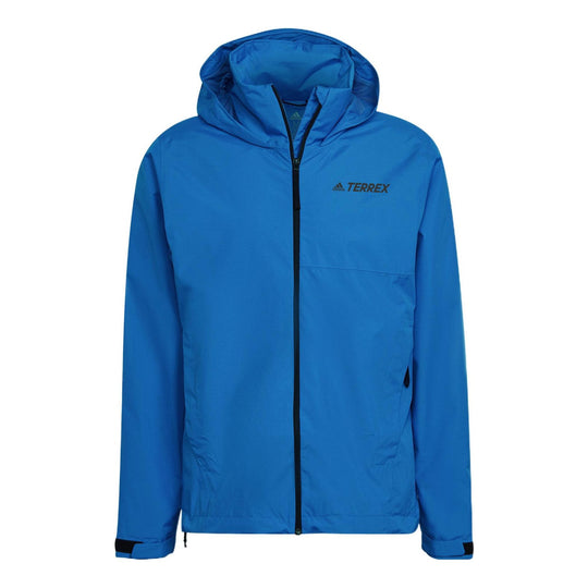 adidas Solid Color Logo Alphabet Printing Hooded Jacket Blue HA2305 ...