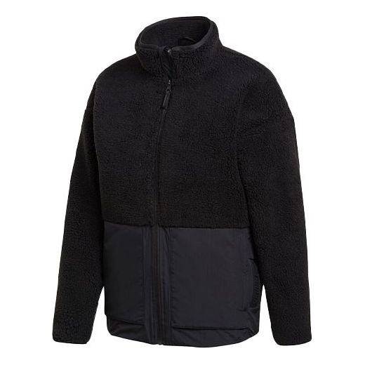 (WMNS) adidas Cap Sherpa Fl Cozy Stand Collar Sports Jacket Black GF0042