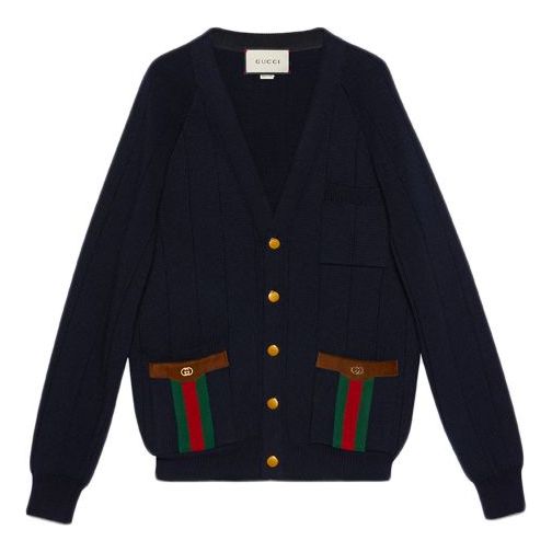 Gucci Ribbon Knitted Wool-Blend Cardigan For Men Black 626349-XKBFJ-43 ...