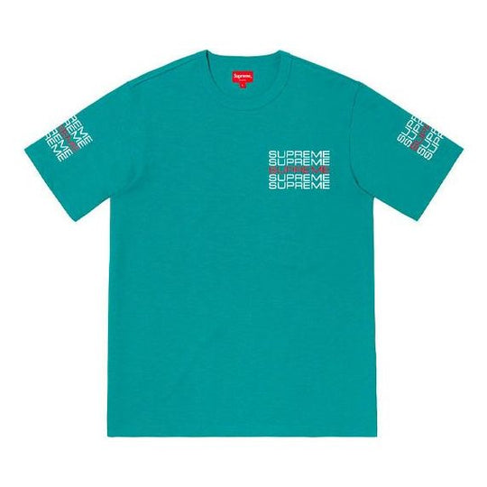 Supreme SS19 Stack Logo Tee logo Round Neck Short Sleeve Unisex Lake Blue T-Shirt SUP-SS19-429 T-shirts - KICKSCREW