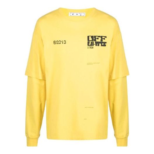 OFF-WHITE Casual Alphabet Printing Long Sleeves Version Yellow OMAB022S21JER0051910 T-shirts - KICKSCREW