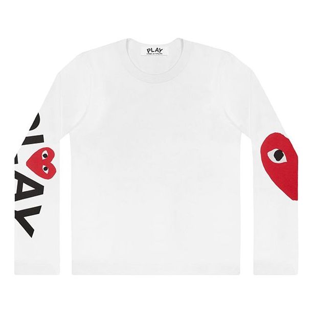 (WMNS) COMME des GARCONS PLAY Sleeve Logo Round Neck Long Sleeves 'White'  AZ-T257-051