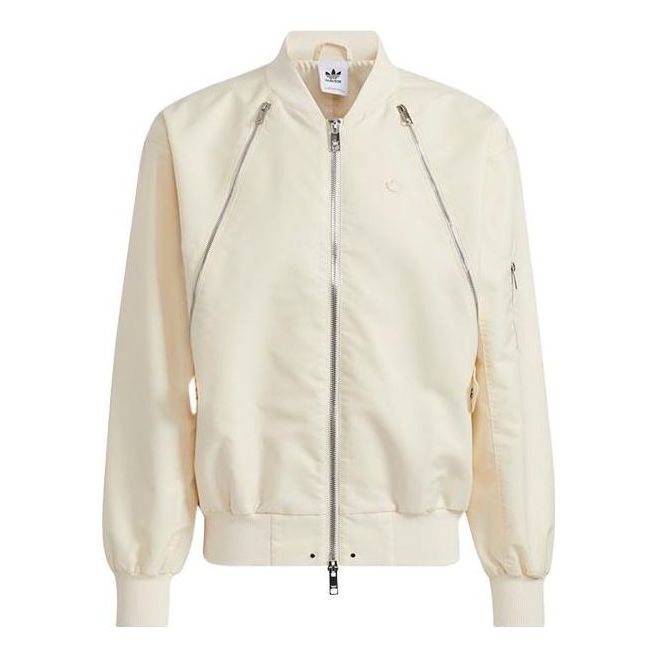 adidas originals Zipper Jkt Solid Color Casual Sports Jacket Beige HL6 ...