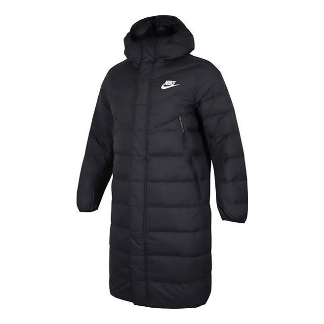 Nike hooded puffer long coat 'Black' DV0756-010 - KICKS CREW