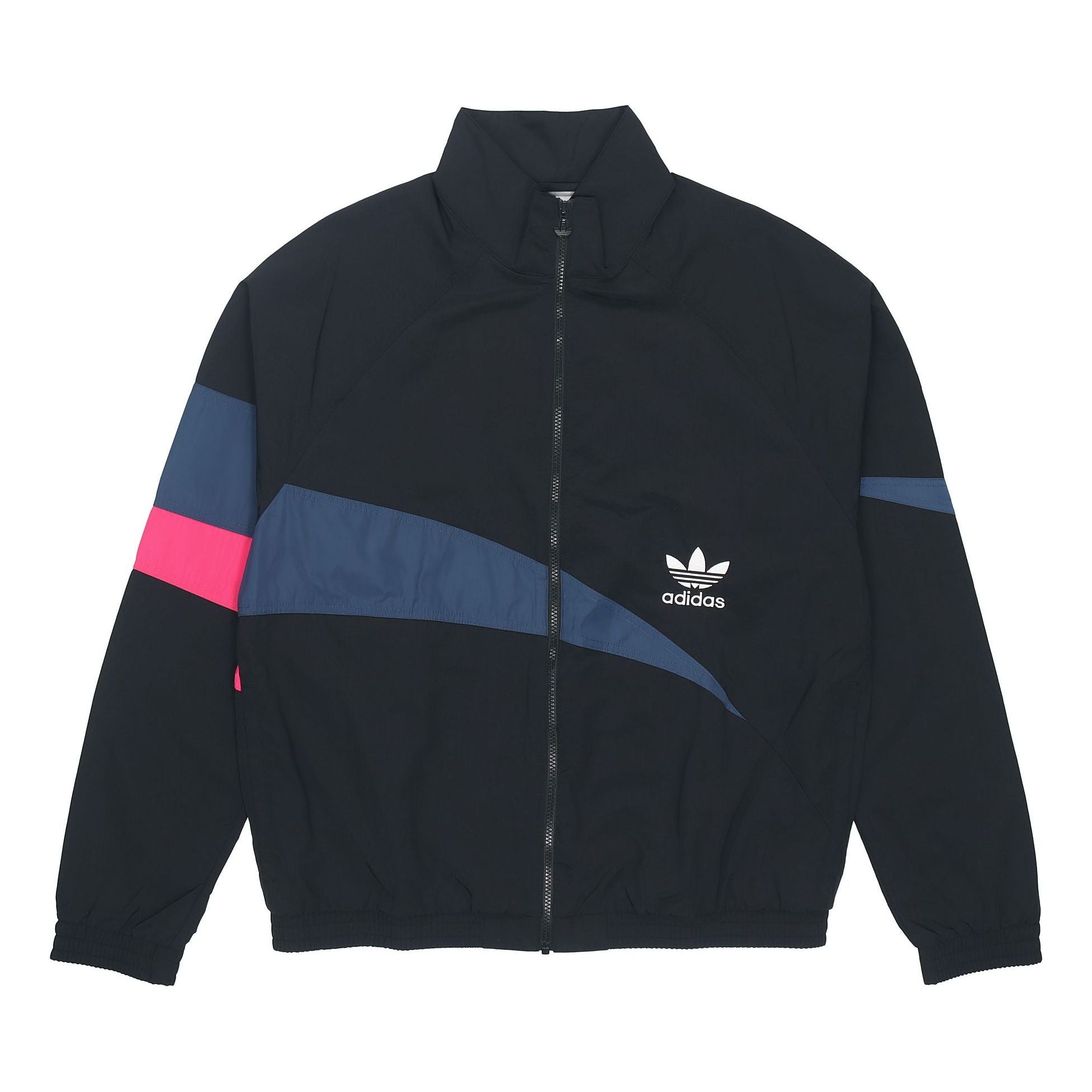 Men's adidas originals TS Track Top Logo Printing Contrasting Colors Sports  Jacket Autumn Black H46698