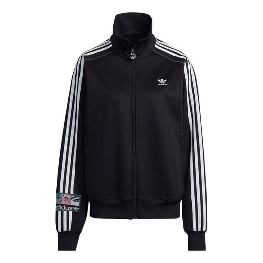 adidas originals Stripe Logo Embroidered Stand Collar Jacket