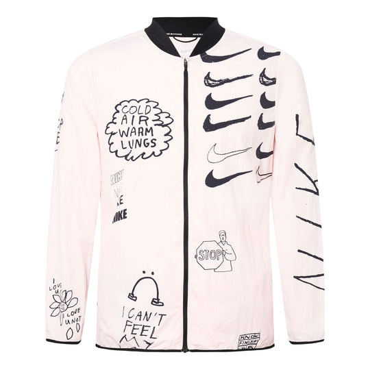 Nike Graffiti Printing Running Jacket Pink AJ7760-663
