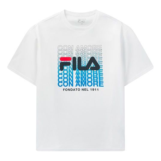 FILA Logo Printing Ventilate Knit T-Shirt Men's White F51M028116F-WT T-shirts - KICKSCREW