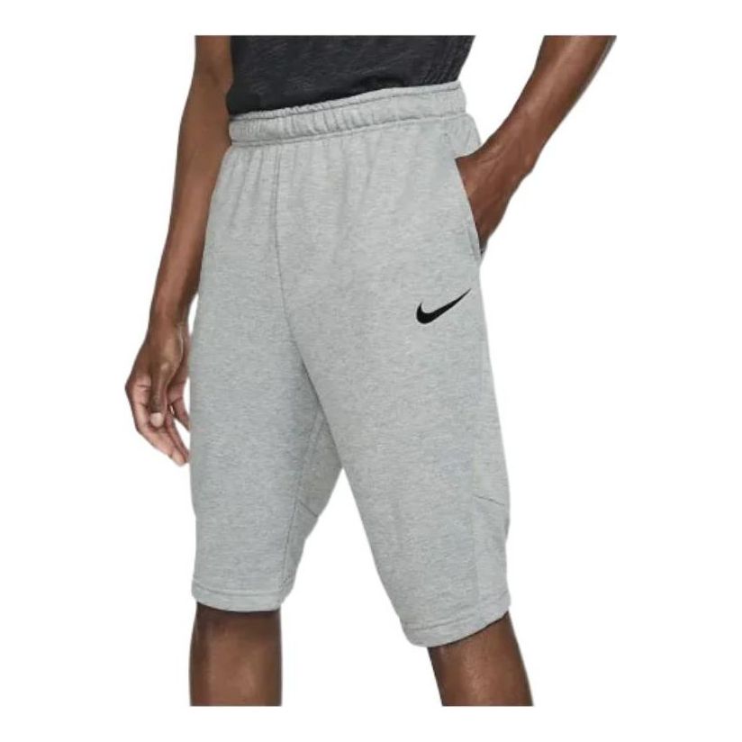 Men's Nike Dri-FIT Logo Printing Drawstring Knit Training Shorts Gray ...