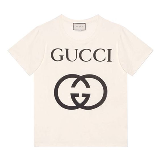 GUCCI Interlock G Large Short Sleeve Unisex Creamy White 493117-X3Q35 ...