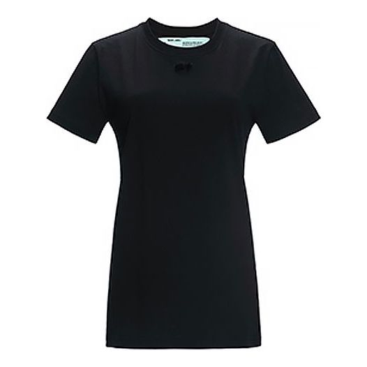 Women's OFF-WHITE Round Neck Pullover Short Sleeve Black T-Shirt OF2D3T00110 T-shirts - KICKSCREW