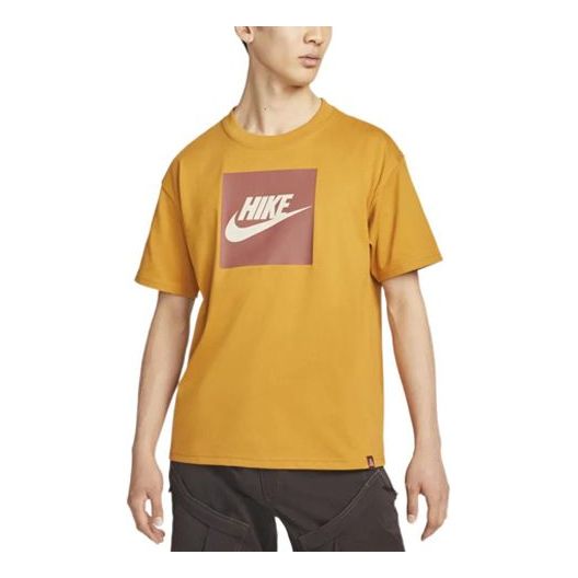 Men's Nike Logo Printing Round Neck Pullover Short Sleeve Yellow T-Shi ...