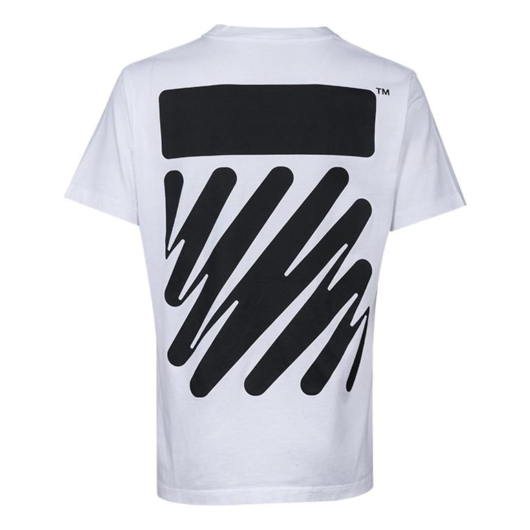 Men's Off-White SS22 Solid Color Cotton Zebra Printing Short Sleeve White  T-Shirt OMAA027S22JER0100110