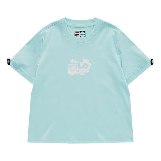 FILA FUSION Logo Printing Round Neck Sports Short Sleeve Light Blue T1 -  KICKS CREW