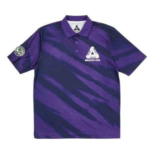 PALACE SS21 x AMG Crossover Polo Purple Triangle Logo Tie Dye