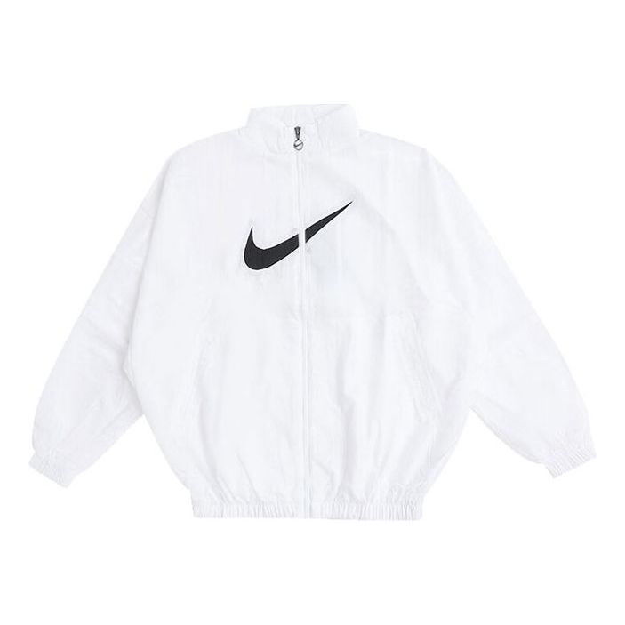 Nike Sportswear Essential Logo Pattern Wrinkled Woven Loose Stand Collar  Jacket Pink - DM6182-601