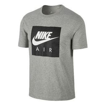 Men's Nike Air Logo Printing Round Neck Short Sleeve Gray AA6296-063 T-shirts - KICKSCREW