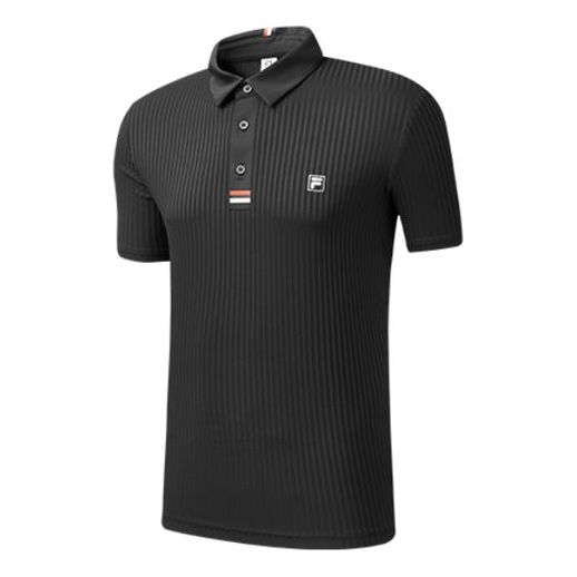 Men's FILA Minimalistic Business Stripe POLO Black Polo Shirt A11M025154F T-shirts - KICKSCREW