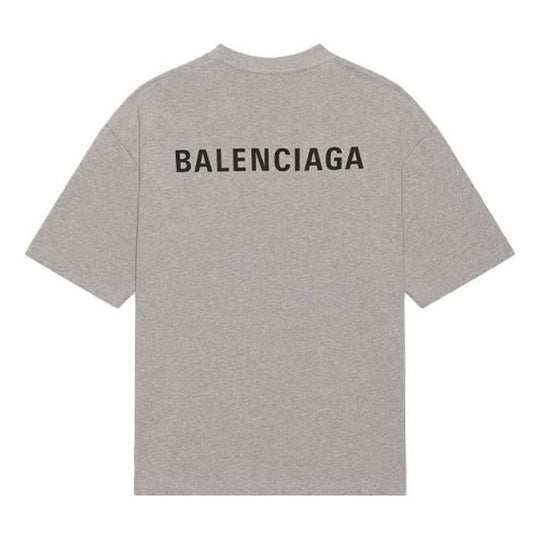 Men's Balenciaga FW21 Logo Printing Retro Short Sleeve Gray 612966TIVG51167