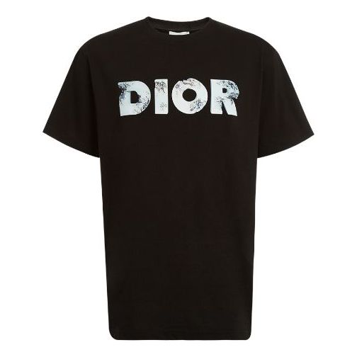 DIOR Individual Letter Logo Print Crewneck Short Sleeve For Men Black 023J615B0554-908