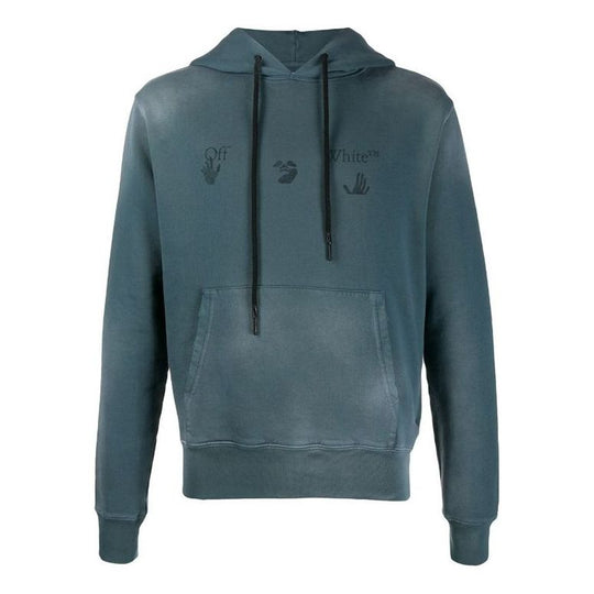 Off-White FW20 Fade Applique Hooded Sweater Green ...