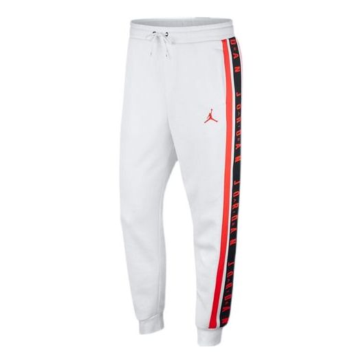 Men's Air Jordan Printing Pattern Loose Fleece Lined Sports  Pants/Trousers/Joggers White BQ5664-100