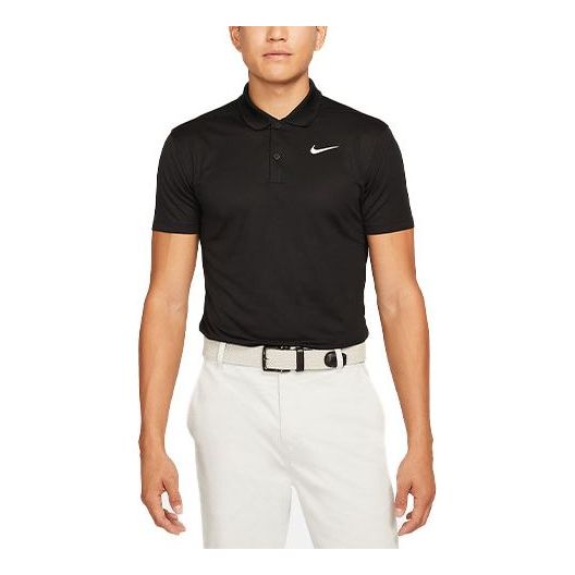 Nike Casual Breathable Solid Color Golf Short Sleeve Polo Shirt Black ...