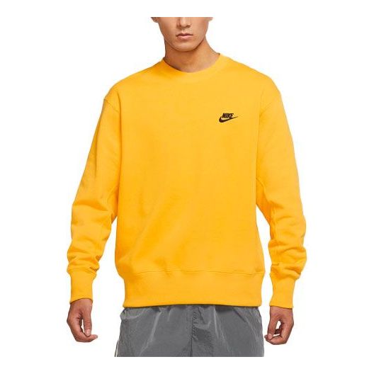 Men's Nike Sportswear Logo Casual Sports Round Neck Pullover Yellow DA ...