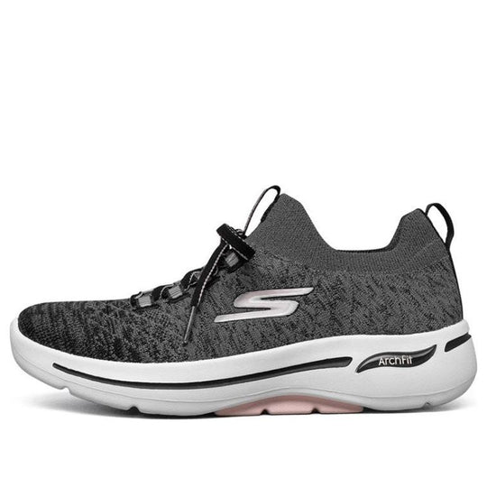 (WMNS) Skechers Go Walk Arch Fit Running Shoes Grey/White/Black 124407-BKLP