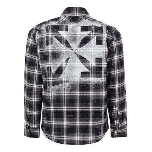 OFF-WHITE Arrow Printing Plaid Long Sleeves Shirt Black