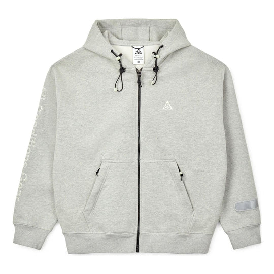 Men's Nike ACG Therma-Fit Logo Printing Zipper Hooded Long Sleeves Jacket  Gray DM4248-050