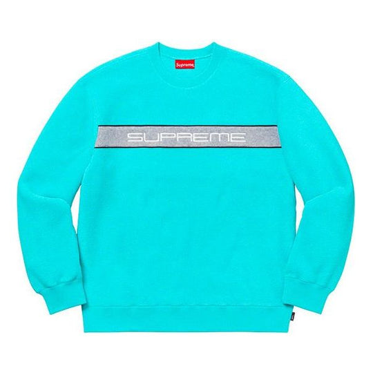 Supreme FW19 Week 10 Polartec Crewneck Light Blue logo SUP-FW19