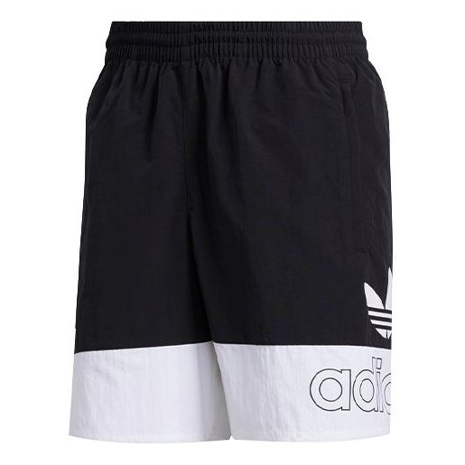 adidas originals Logo Alphabet Printing Splicing Loose Shorts Black Wh ...