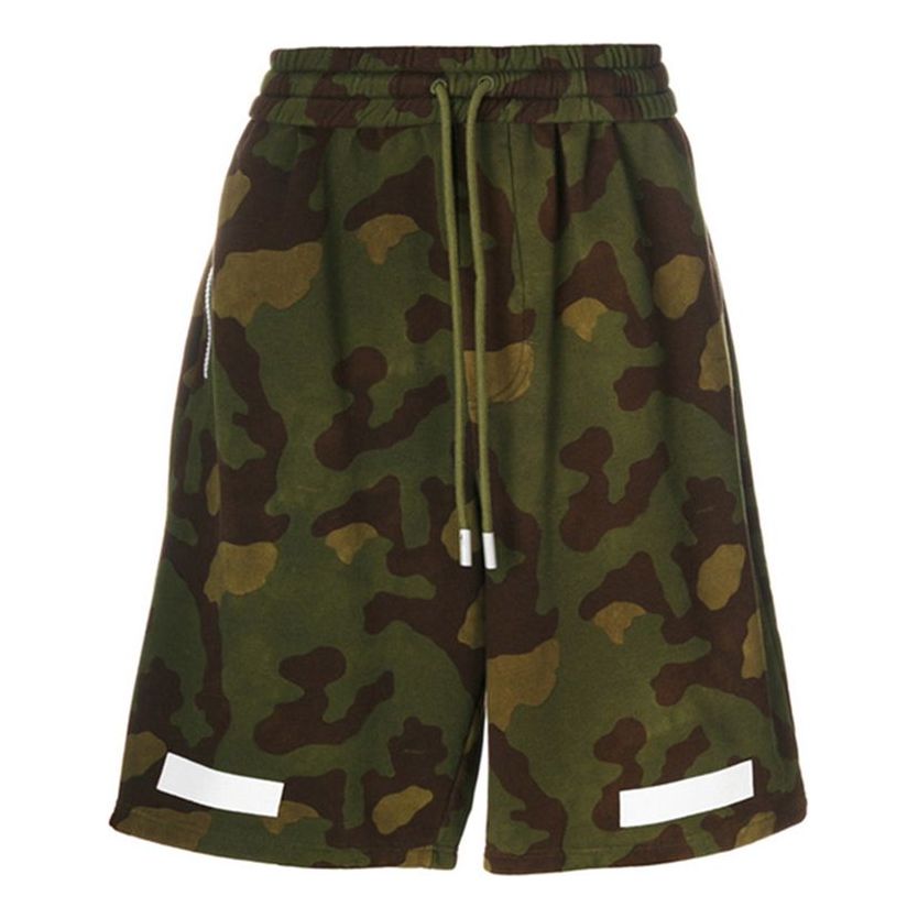 Men's Off-White Cotton Camouflage Shorts Military Green OMCB009F176010