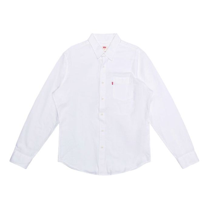 Men's Levis Lapel Pure Cotton Pocket Long Sleeves White Shirt 85746-00 ...