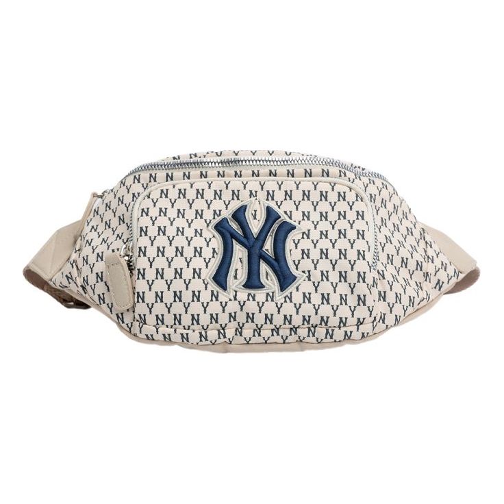 MLB Retro Full Print Monogram Series NY New York Yankees Shoulder Bag Messenger Bag White 32BGPB111-50I