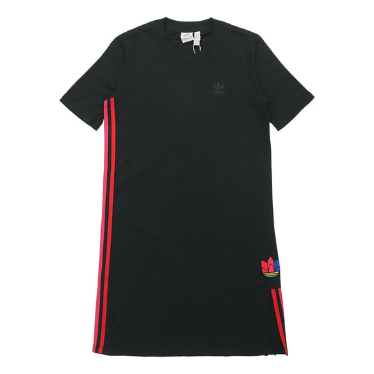 (WMNS) adidas originals TEE DRESS Multi-Color Round Neck Black GD2233