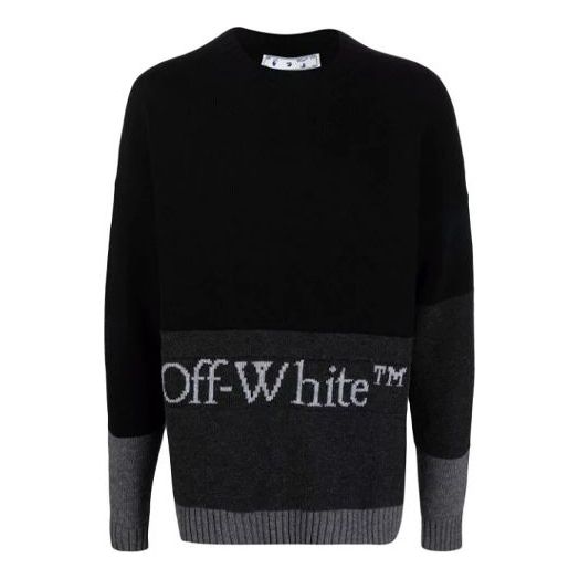 Off-White FW21 Logo Pattern Pullover Long Sleeves Black OMHE048F21KNI0 ...