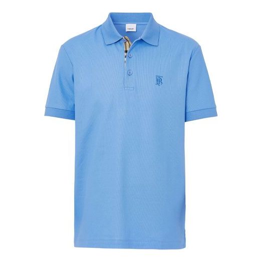 Men's Burberry TB Embroidered Short Sleeve Polo Shirt Sky Blue 8039313 ...