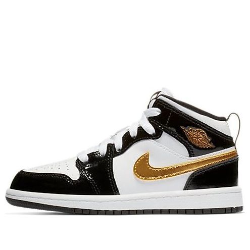 (PS) Air Jordan 1 Mid Patent 'Black Gold' BQ6932-007 - KICKS CREW