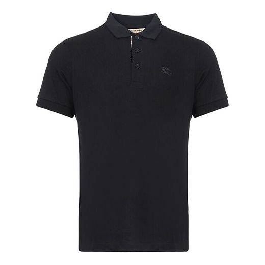 Men's Burberry Logo lapel Short Sleeve Polo Shirt Black 40551241 ...