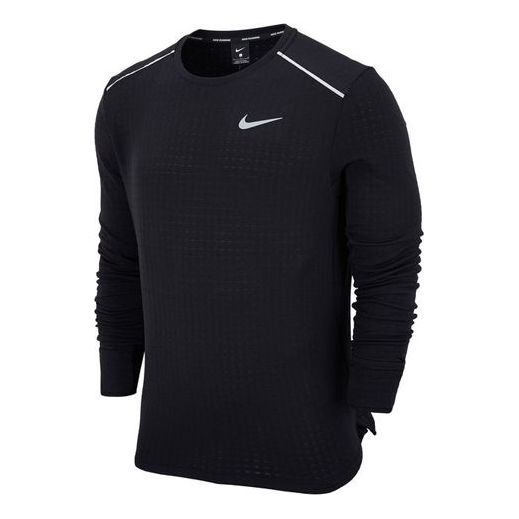 Nike Sphere Element Running Sports Round Neck Long Sleeves T-shirt Bla ...